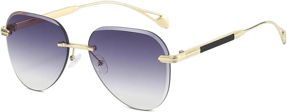 

Женские солнцезащитные очки без оправы овальной формы с градиентным переходом, модные, роскошные, в стиле панк, качественные мужские солнцезащитные очки UV400 SZVVBKK, Golden Grey