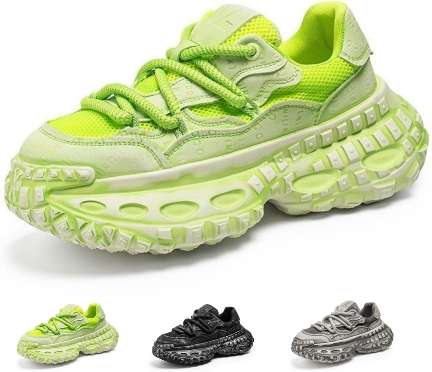 

Мужские ретро-кроссовки MACEFIL с массивной подошвой, стиль Y2K, модный стиль папы, классические повседневные спортивные туфли на шнуровке, зеленый