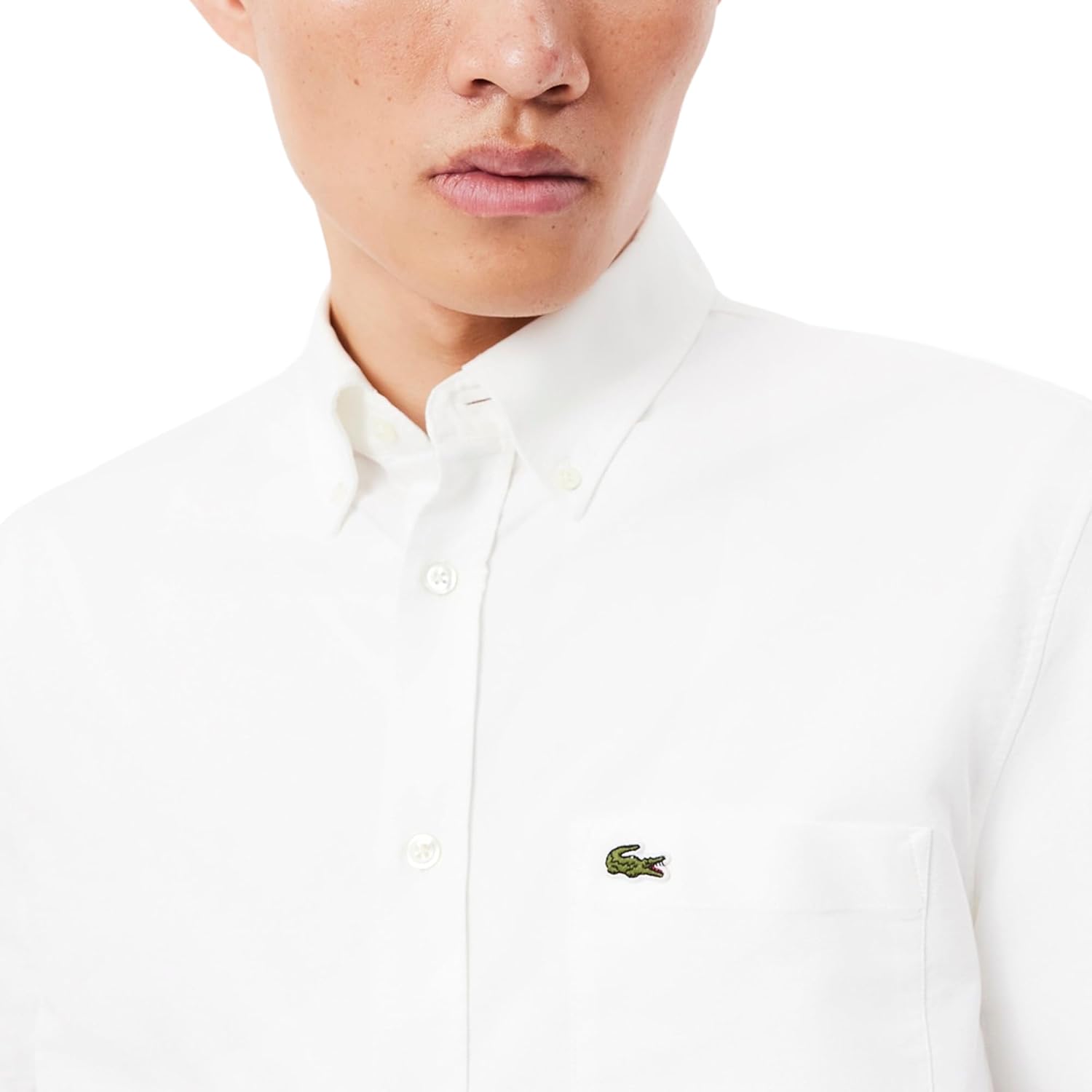 Рубашка Lacoste с коротким рукавом, классический крой, мужская коллекция Core, White — фото 2