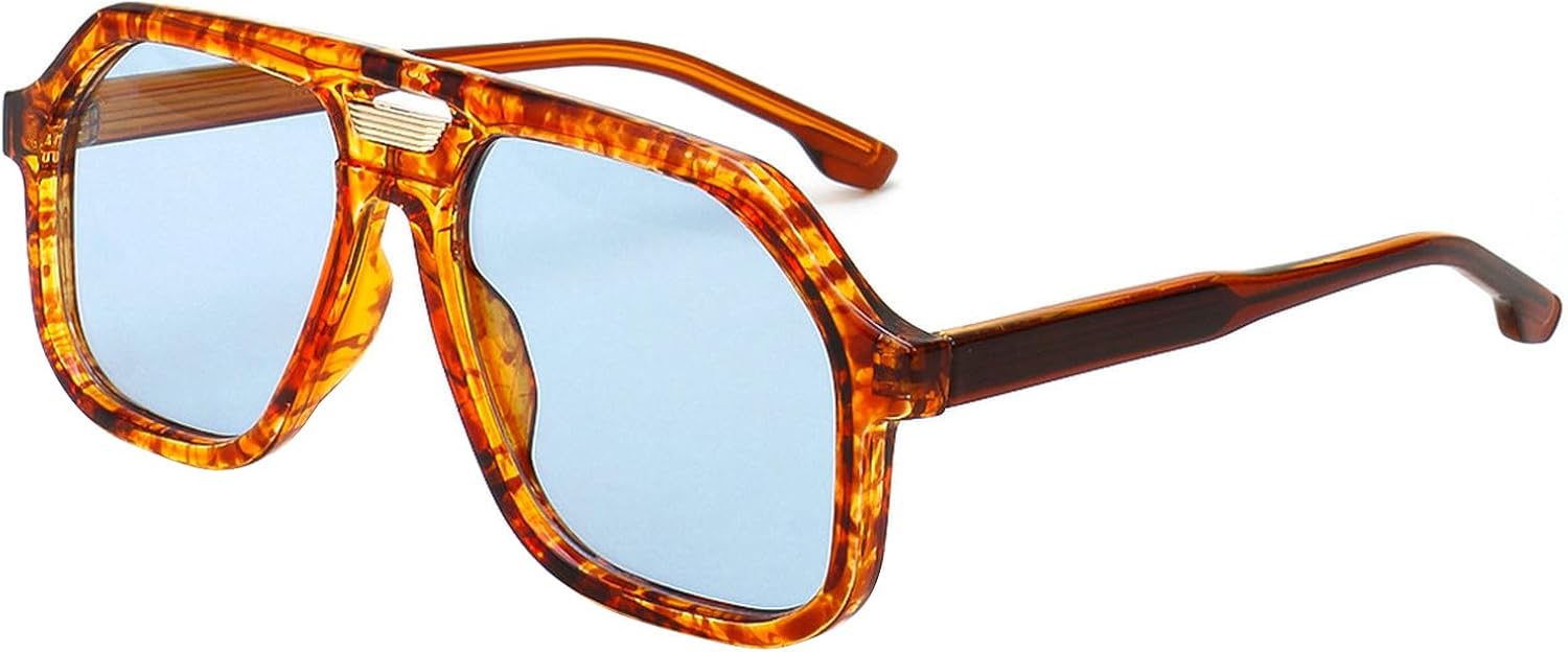 

Ретро-солнцезащитные очки-пилот большого размера для женщин и мужчин, поляризованные, модные винтажные, с двойной перемычкой, квадратной формы, защита от УФ-излучения mincl, C5