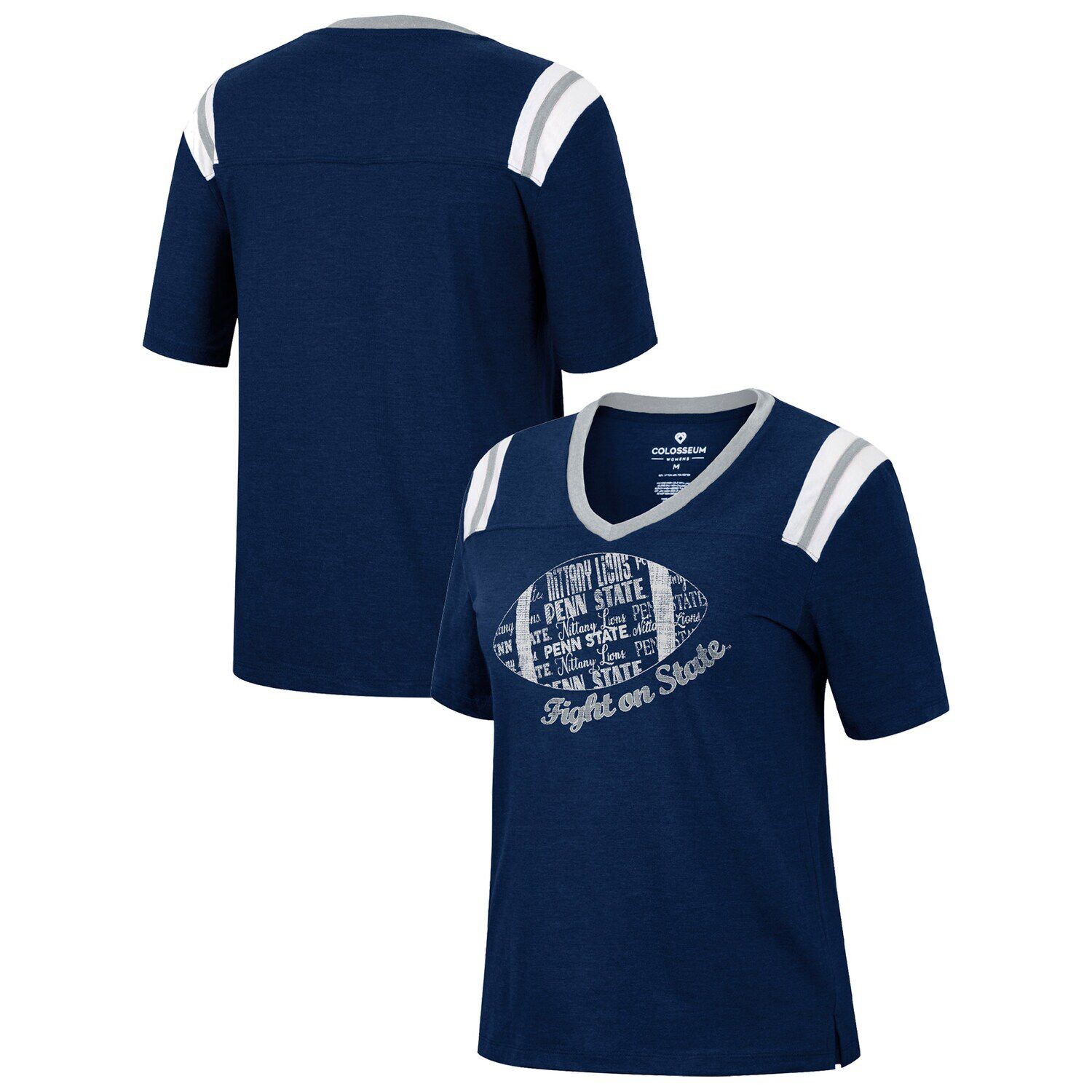 

Женская футболка Colosseum Heathered Navy Penn State Nittany Lions 15 Min Early Football с v-образным вырезом Colosseum