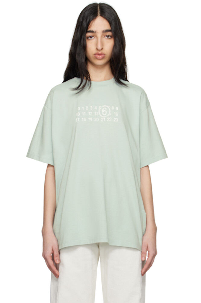 

Футболка из джерси синего цвета MM6 Maison Margiela