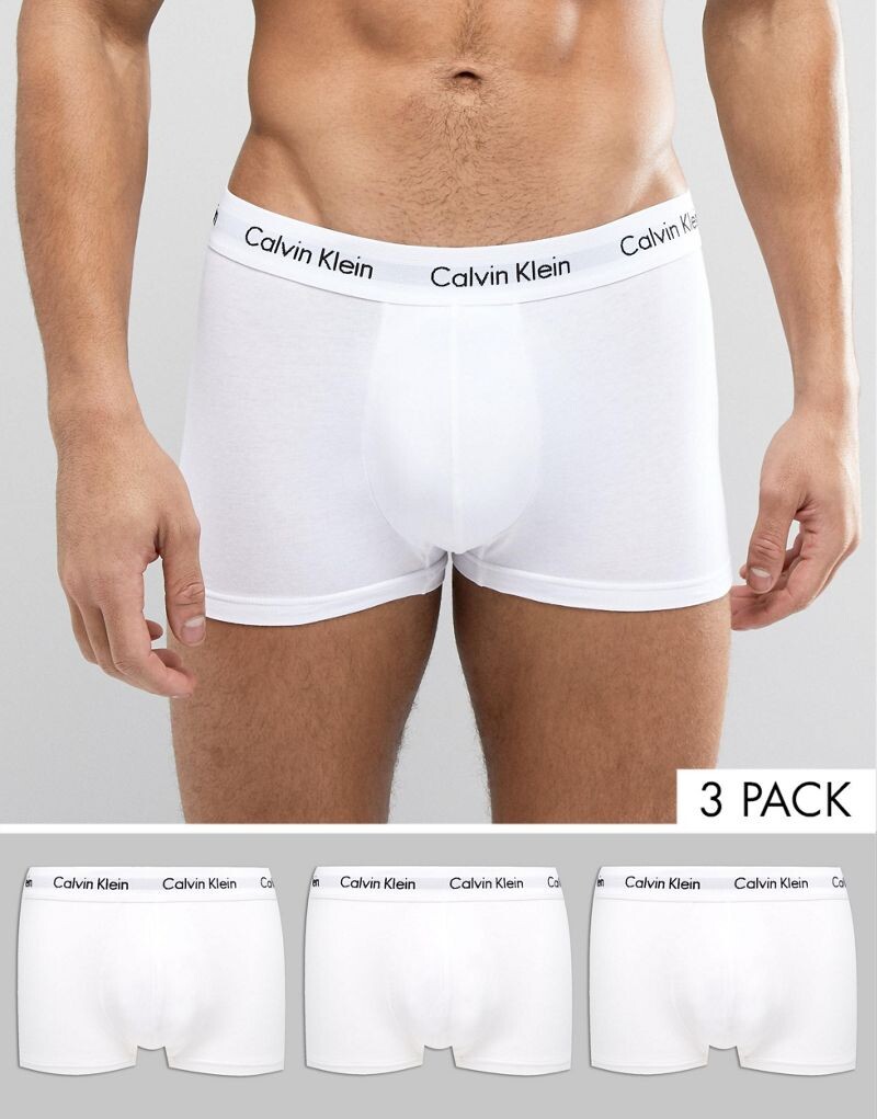 

Комплект из трех белых боксеров-боксеров с низкой посадкой Calvin Klein Cotton Stretch