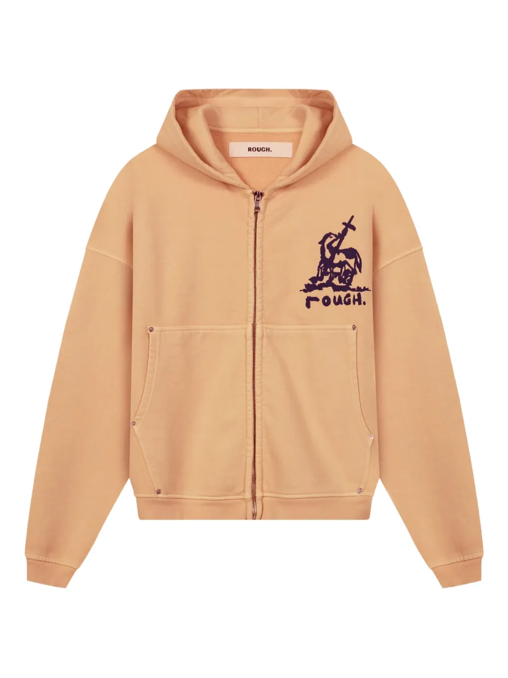 

Худи на молнии с графичным принтом ROUGH., желтый