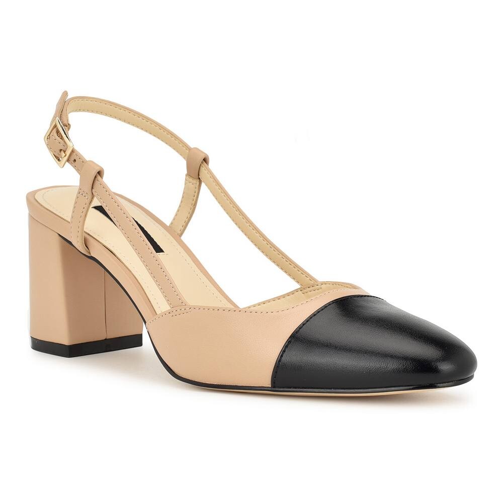 

Женские туфли-лодочки Nine West Unda на блочном каблуке с открытой пяткой, цвет Light Natural Leather