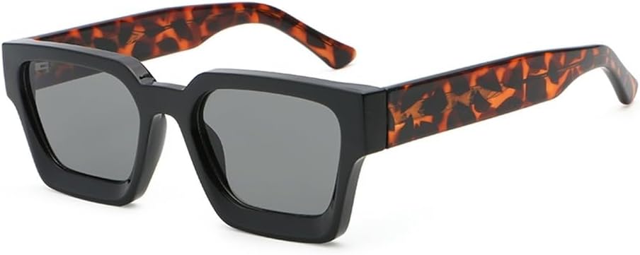 

Квадратные солнцезащитные очки из ацетата в стиле ретро для женщин с защитой от УФ-излучения UV400, летний стиль, большие солнцезащитные очки для мужчин и женщин, черные, коричневые, унисекс WNCKSQ, Black Leopard Grey