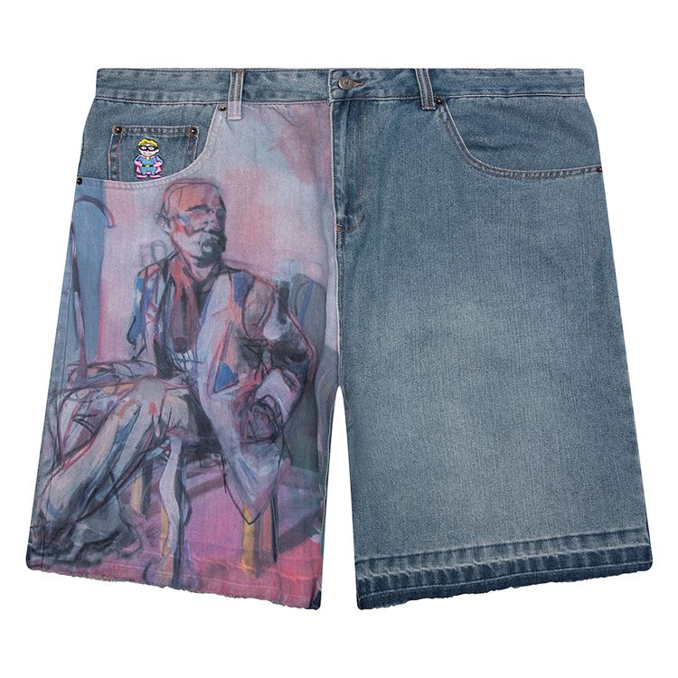 

Шорты KidSuper Painted Panel Shorts 'Light Wash', синий