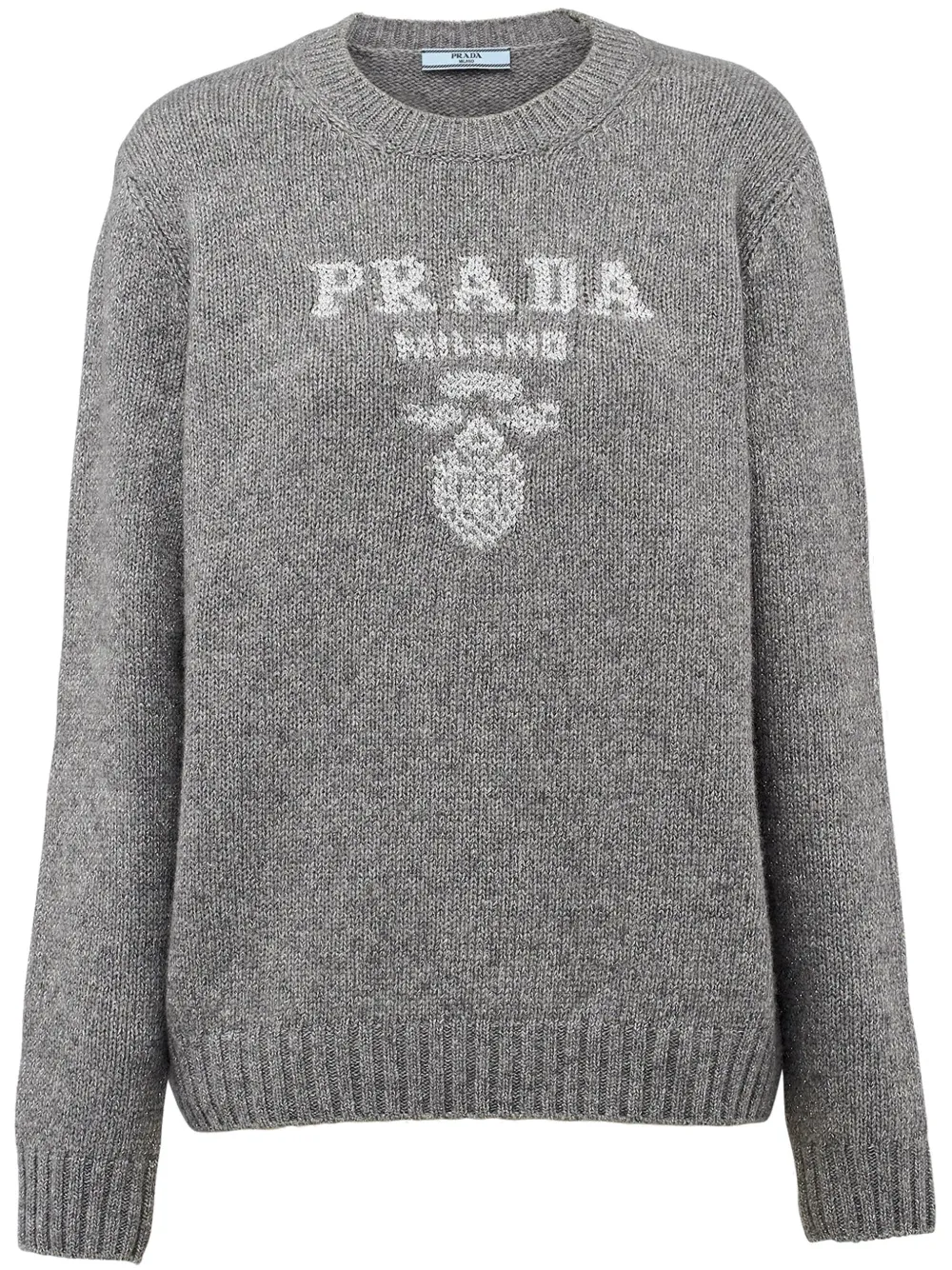 

Кашемировый джемпер с логотипом Prada, серый