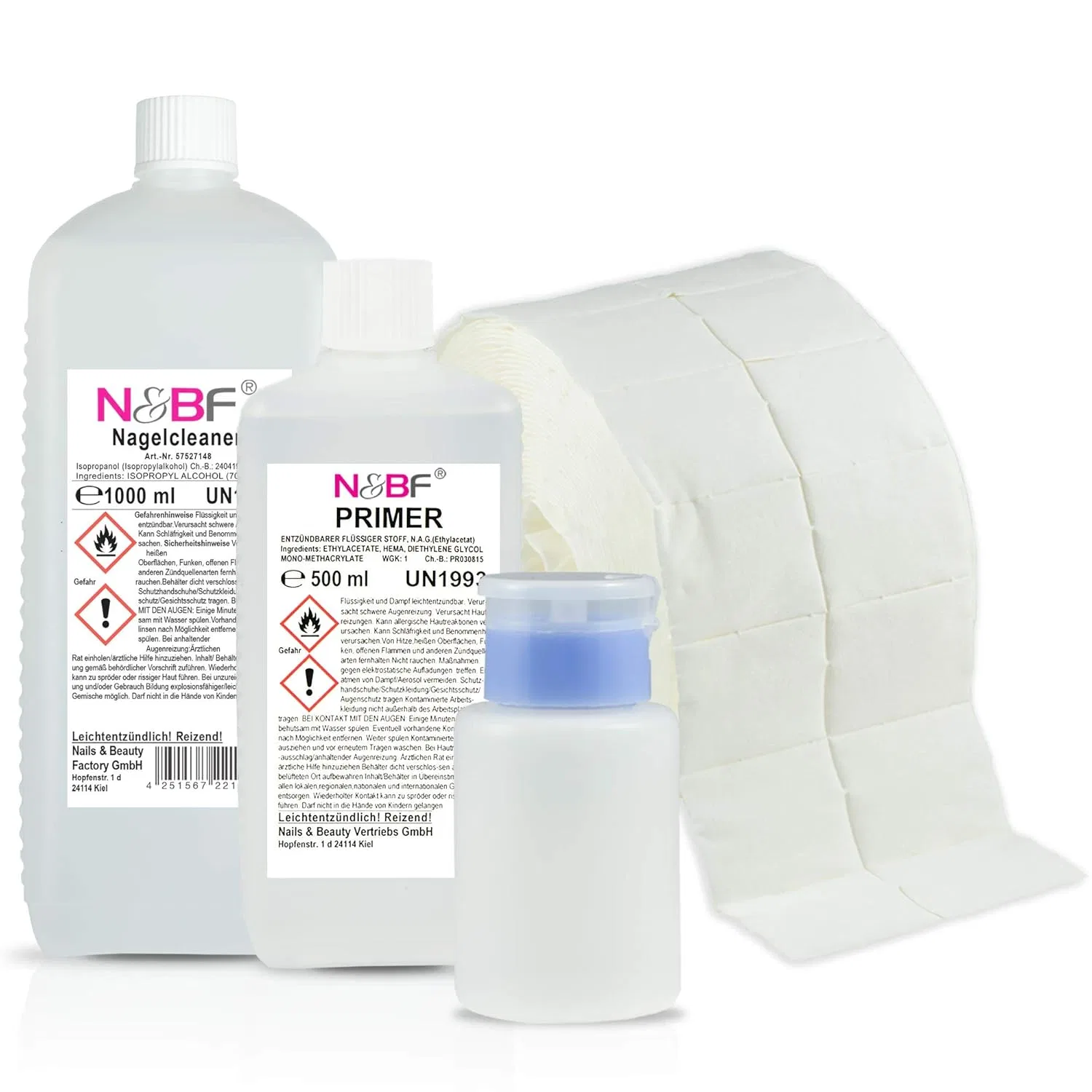 Набор NAILS FACTORY N&BF Economy: очиститель для ногтей 1000 мл и праймер 500 мл Nails Factory