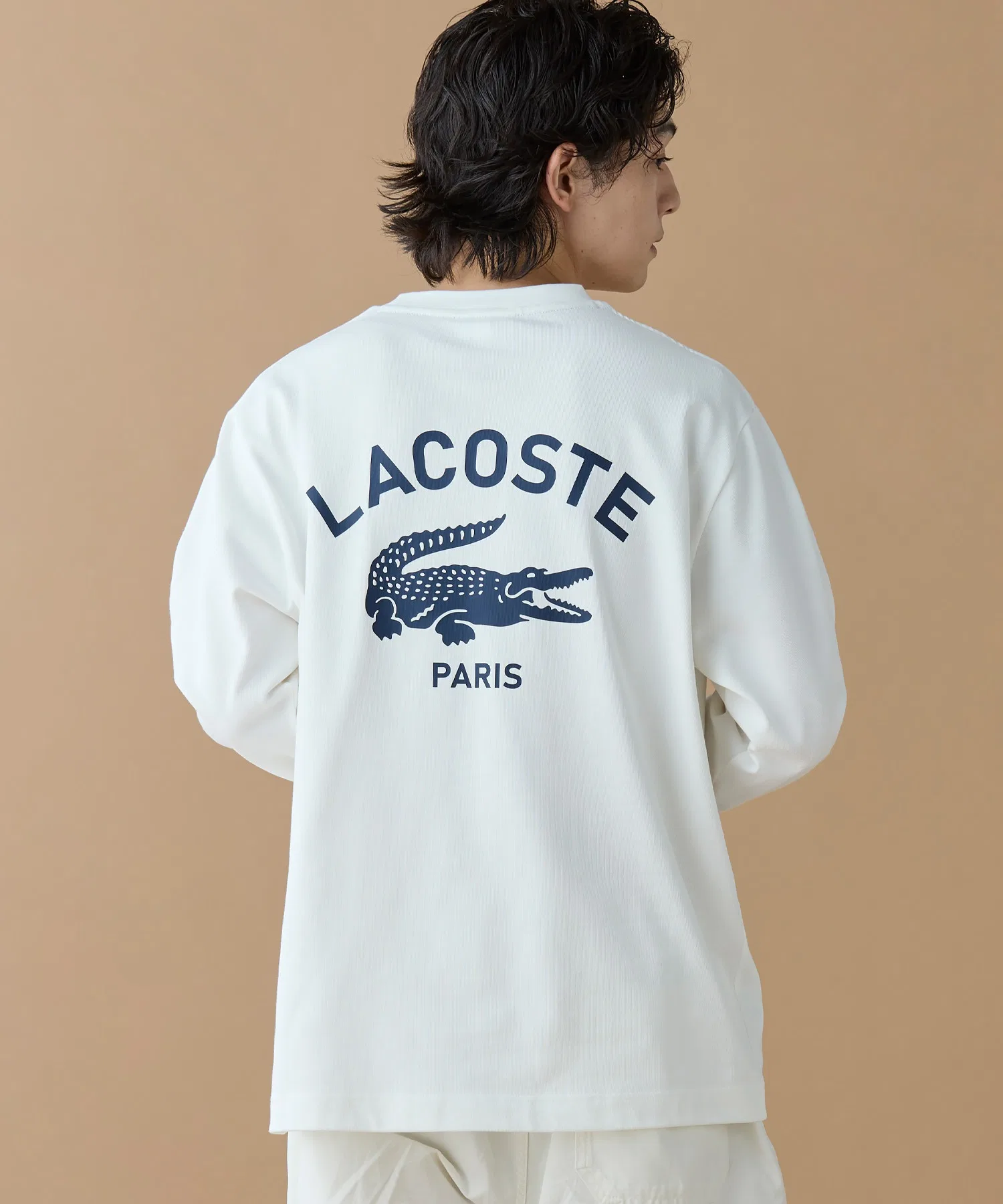Футболка Lacoste оверсайз с логотипом PARIS — фото 2