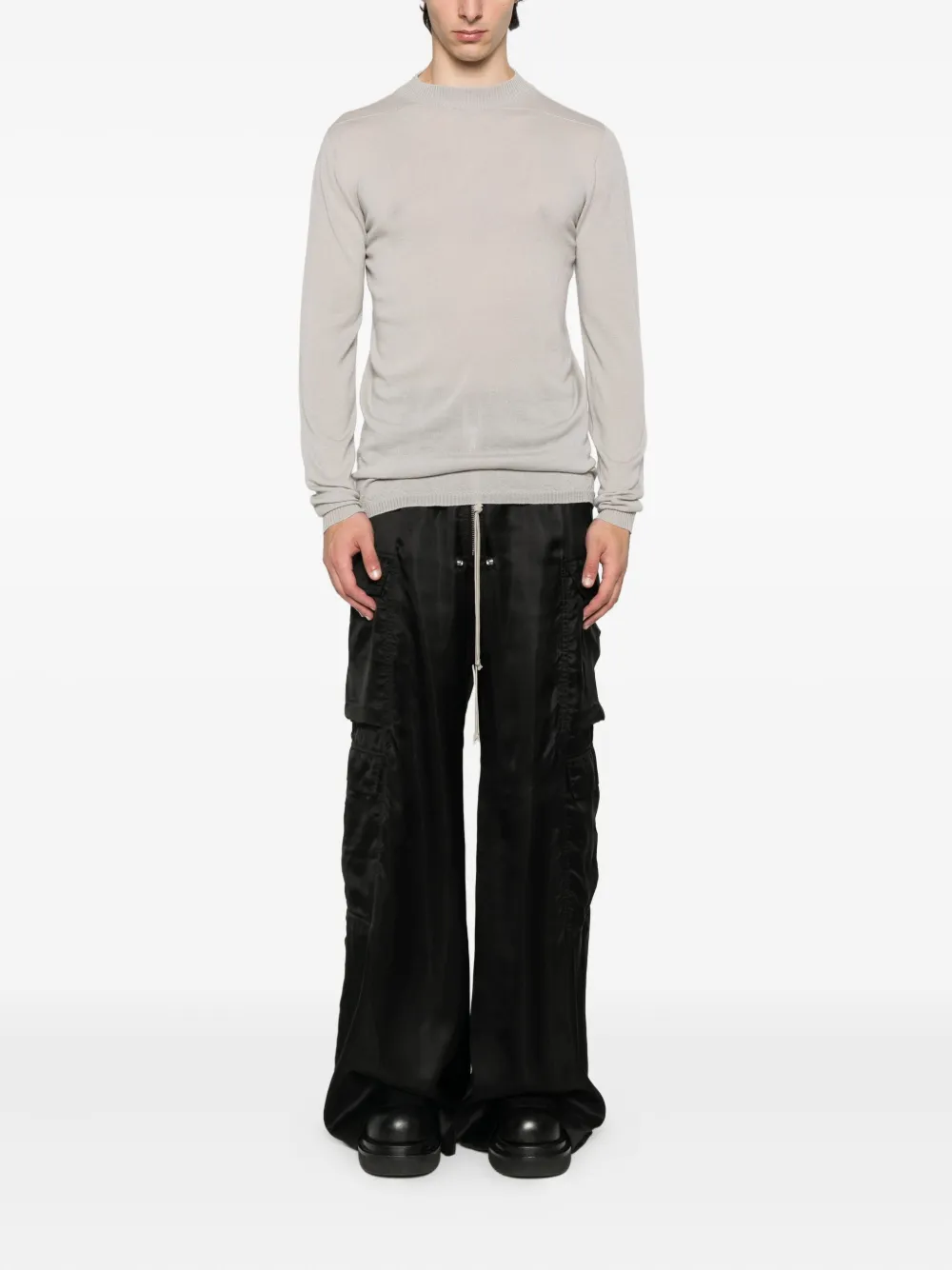 Шерстяная футболка с длинными рукавами Rick Owens, серый — фото 2