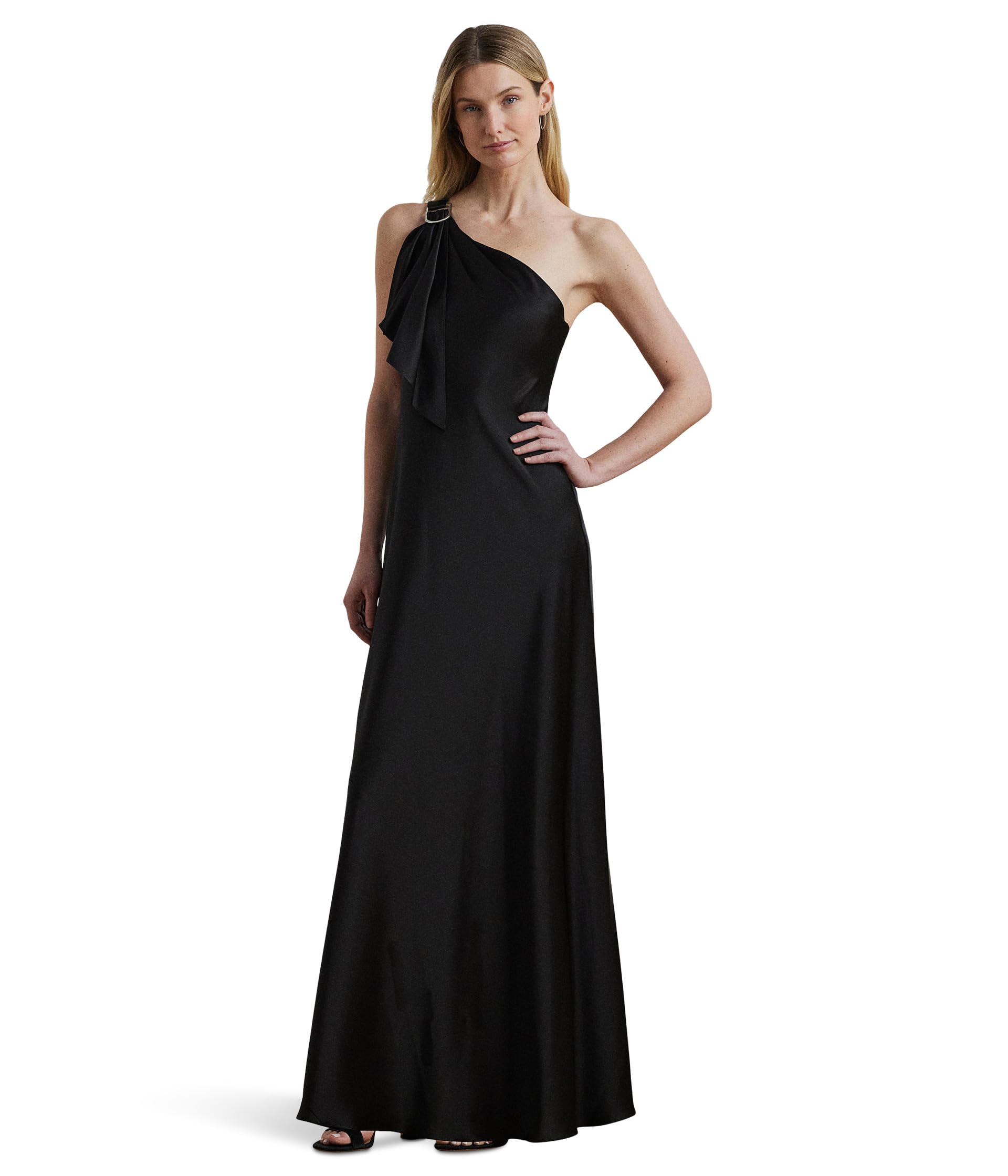 

Платье Lauren Ralph Lauren Satin Charmeuse One Shoulder Gown, черный