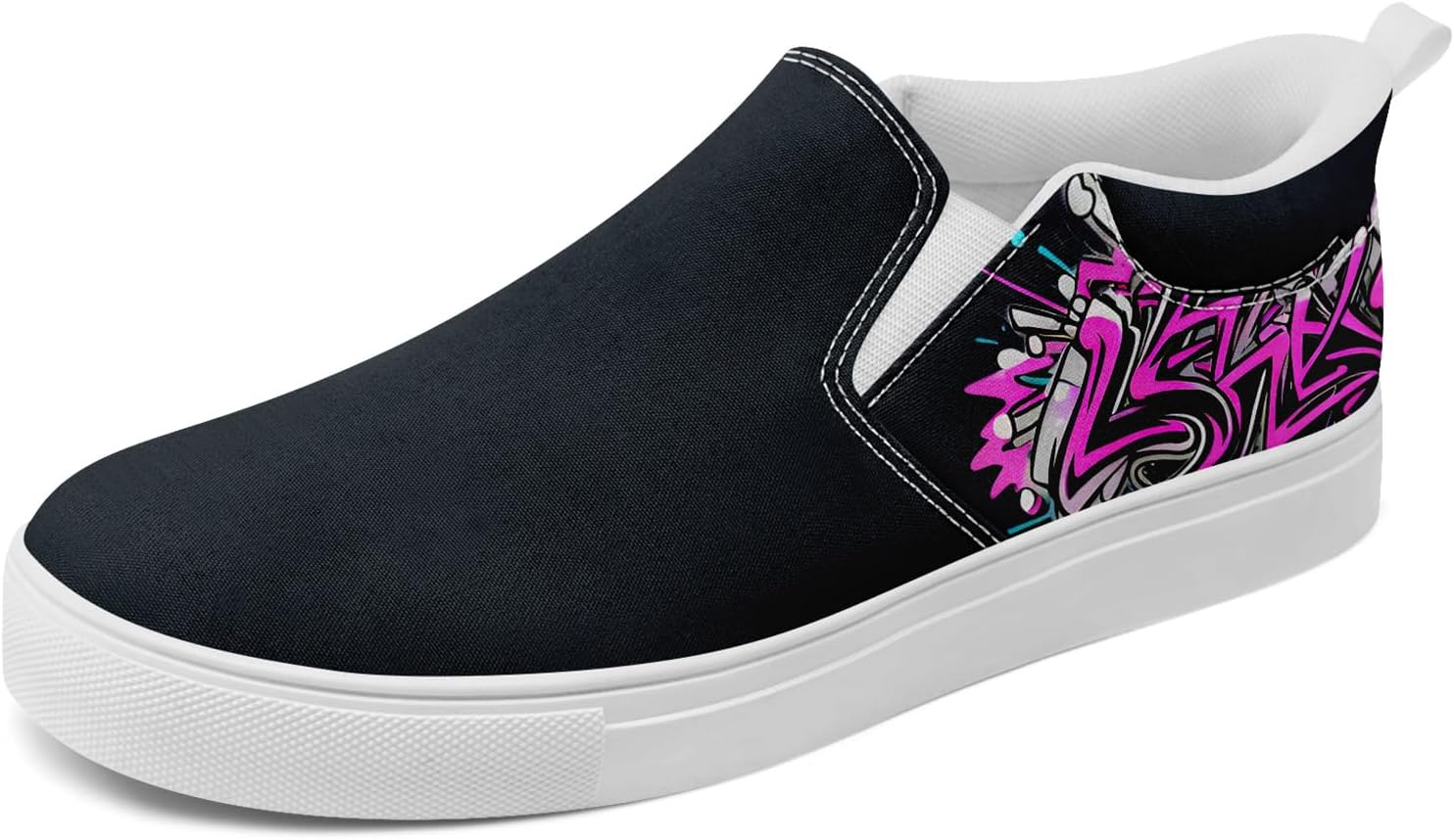 

Мужские модные холщовые кеды, женские слипоны, удобные в носке, дышащие, легкие, стильные кроссовки с графическим принтом, повседневная обувь Awsole, белый/черный/розовый