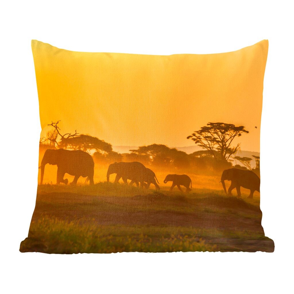 

Декоративная подушка MuchoWow, диванная подушка, декоративная подушка для гостиной, 60 х 60 см, слон, животное, оранжевый, чехол на подушку, хлопчатобумажная ткань, декоративные чехлы на подушки