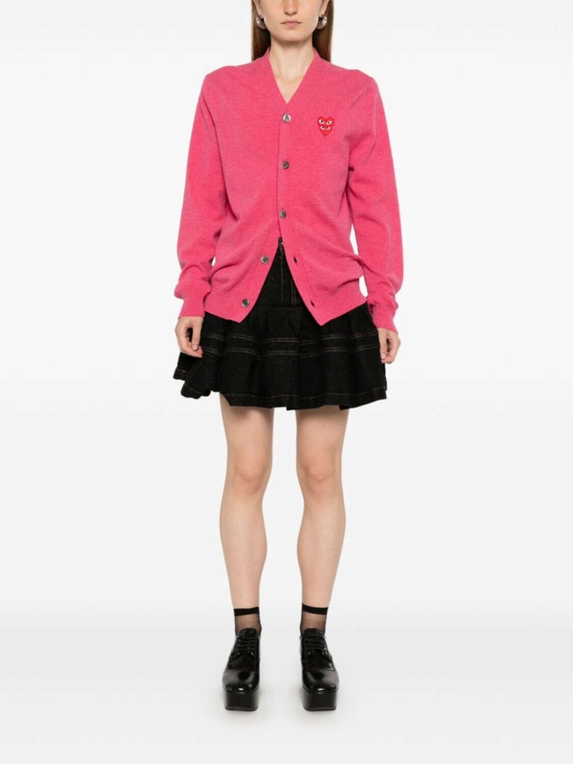 Кардиган с V-образным вырезом Comme Des Garçons Play, розовый — фото 2