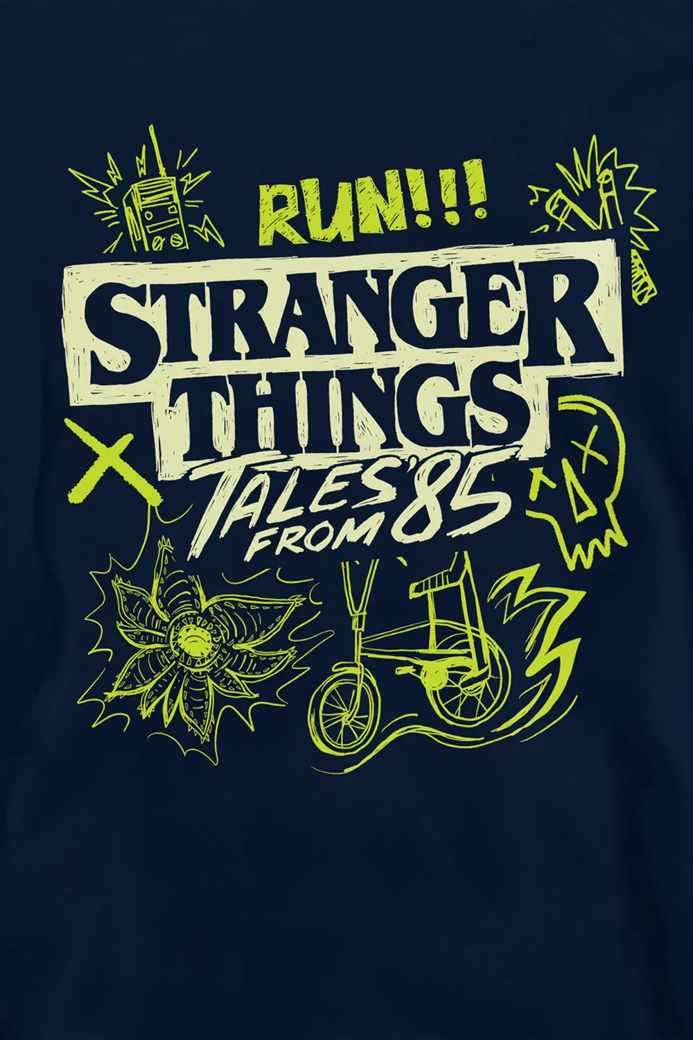 Толстовка детская с принтом Stranger Things, темно-синий — фото 2