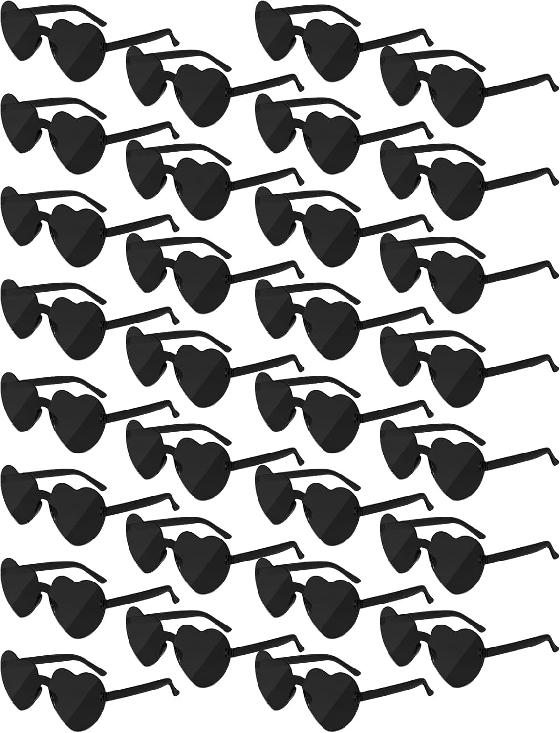 

NACHLYNN 30 пар солнцезащитных очков в форме сердца, конфетные очки в форме сердца, женские безободковые солнцезащитные очки в форме сердца для костюмов и косплея, Black