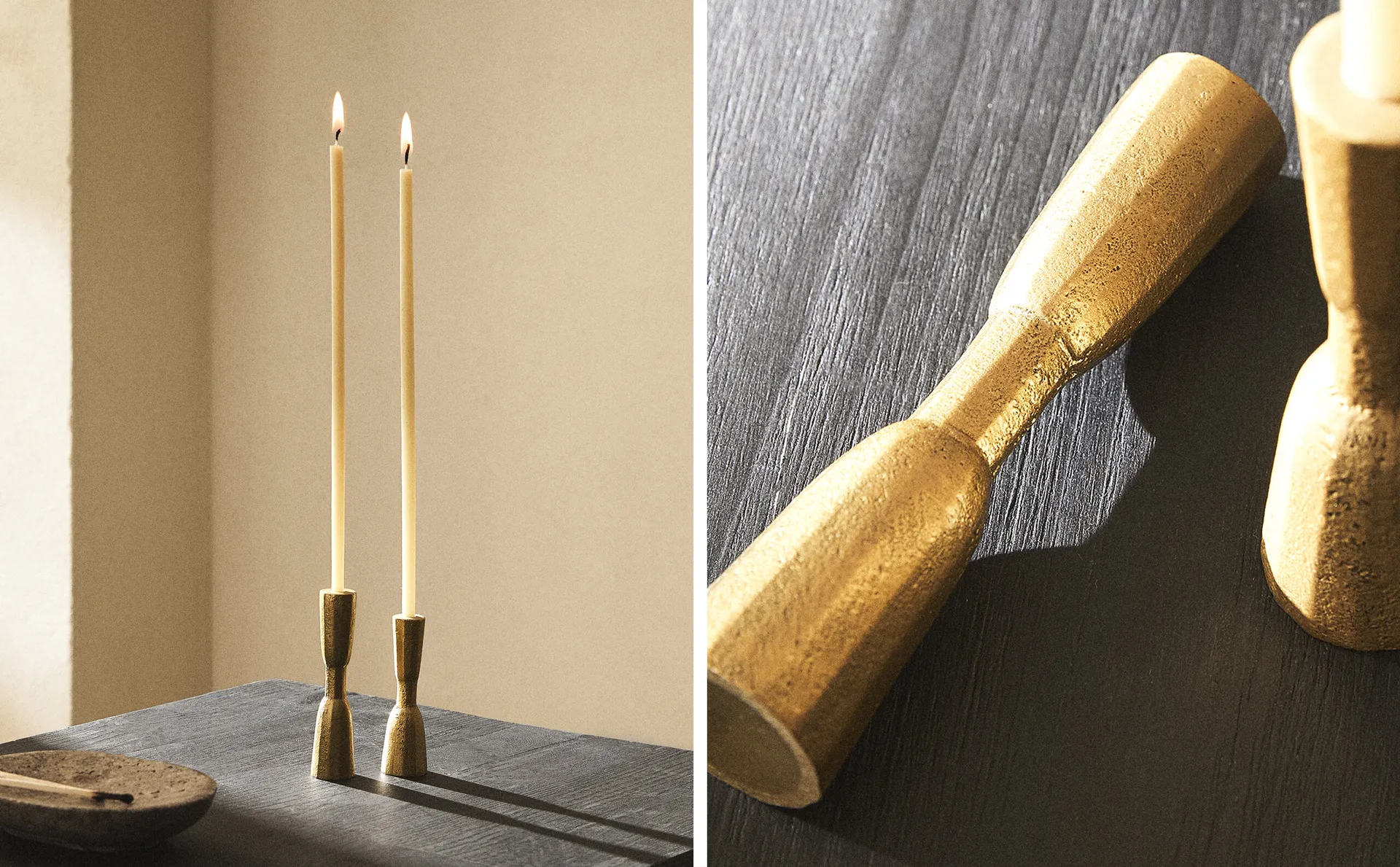 

Золотой латунный подсвечник Zara Home, золотой