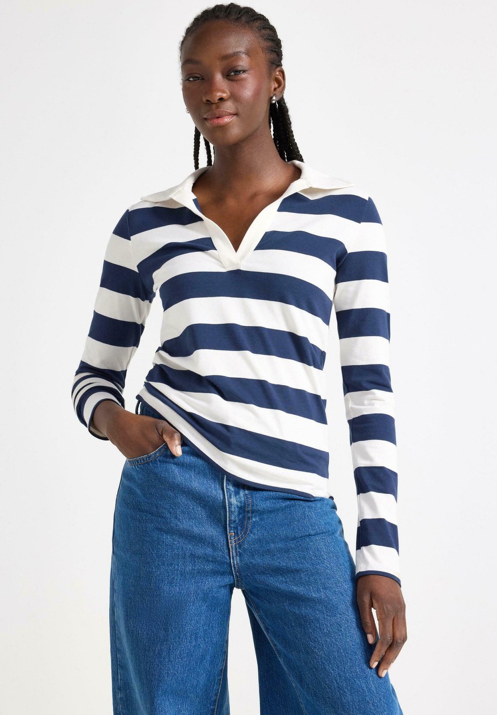 

Футболка с длинным рукавом FIGURE-FIT WITH COLLAR Lindex, синий