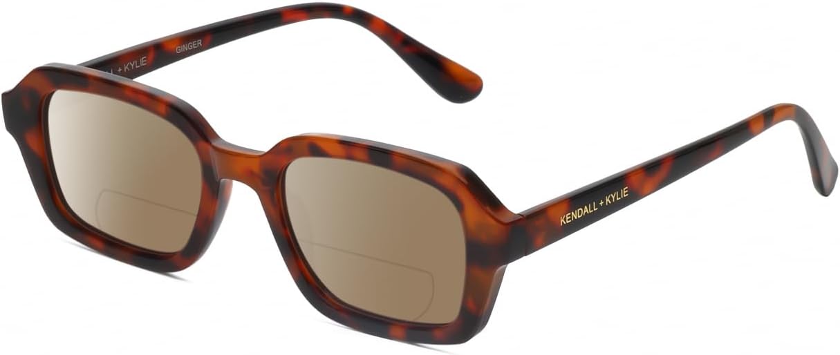 

Солнцезащитные очки для чтения Calabria K+K GINGER Hexagon Polarized BiFocal для женщин, модные дизайнерские очки с бифокальными линзами, Berry Purple Tortoise Havana/Amber Brown Lens