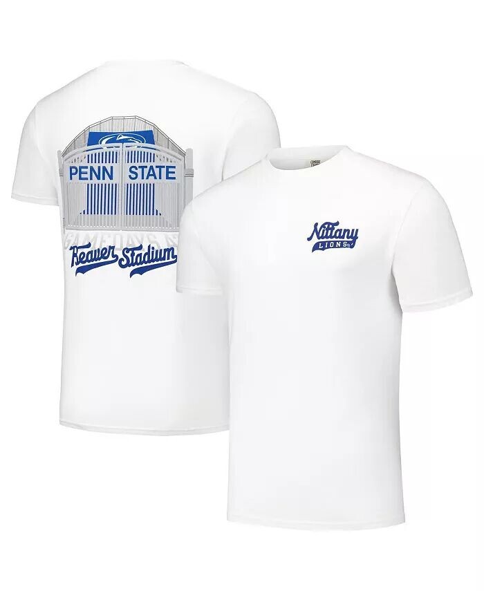 

Мужская и женская белая футболка Penn State Nittany Lions Hyper Local Stadium Gates Helmet Image One