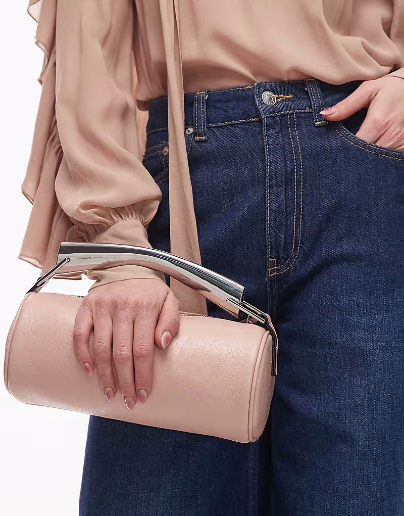

Сумка-бочонок Topshop Gabi с металлической ручкой розового цвета