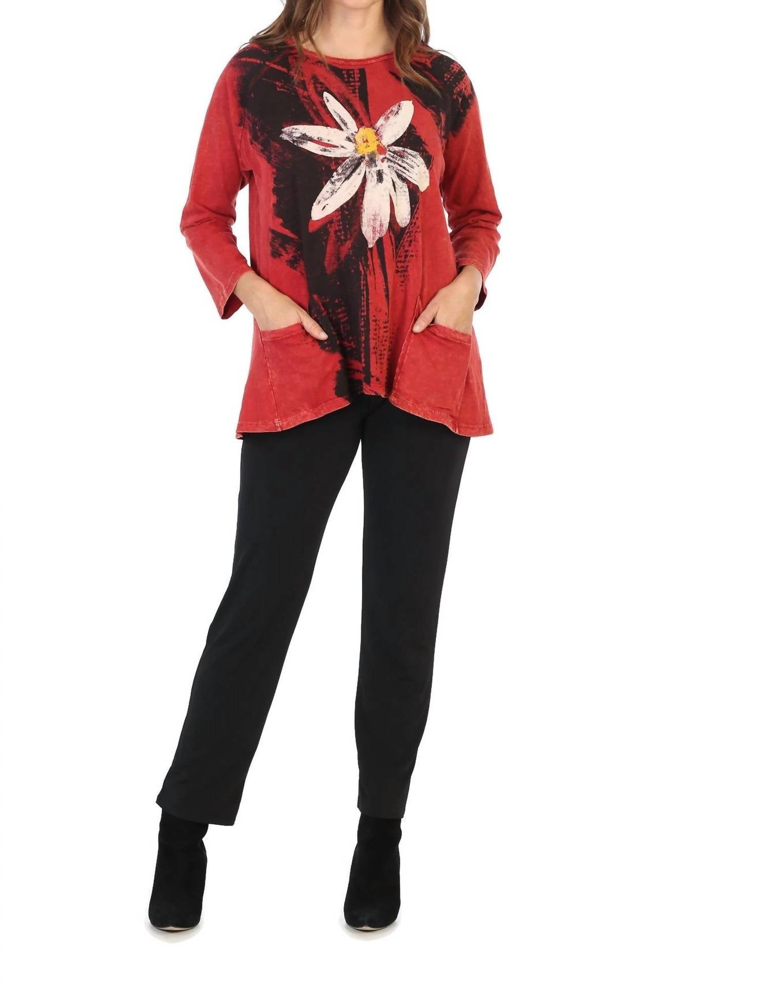 

Топ Linda Mineral Washed с накладными карманами, красный Jess & Jane, красный