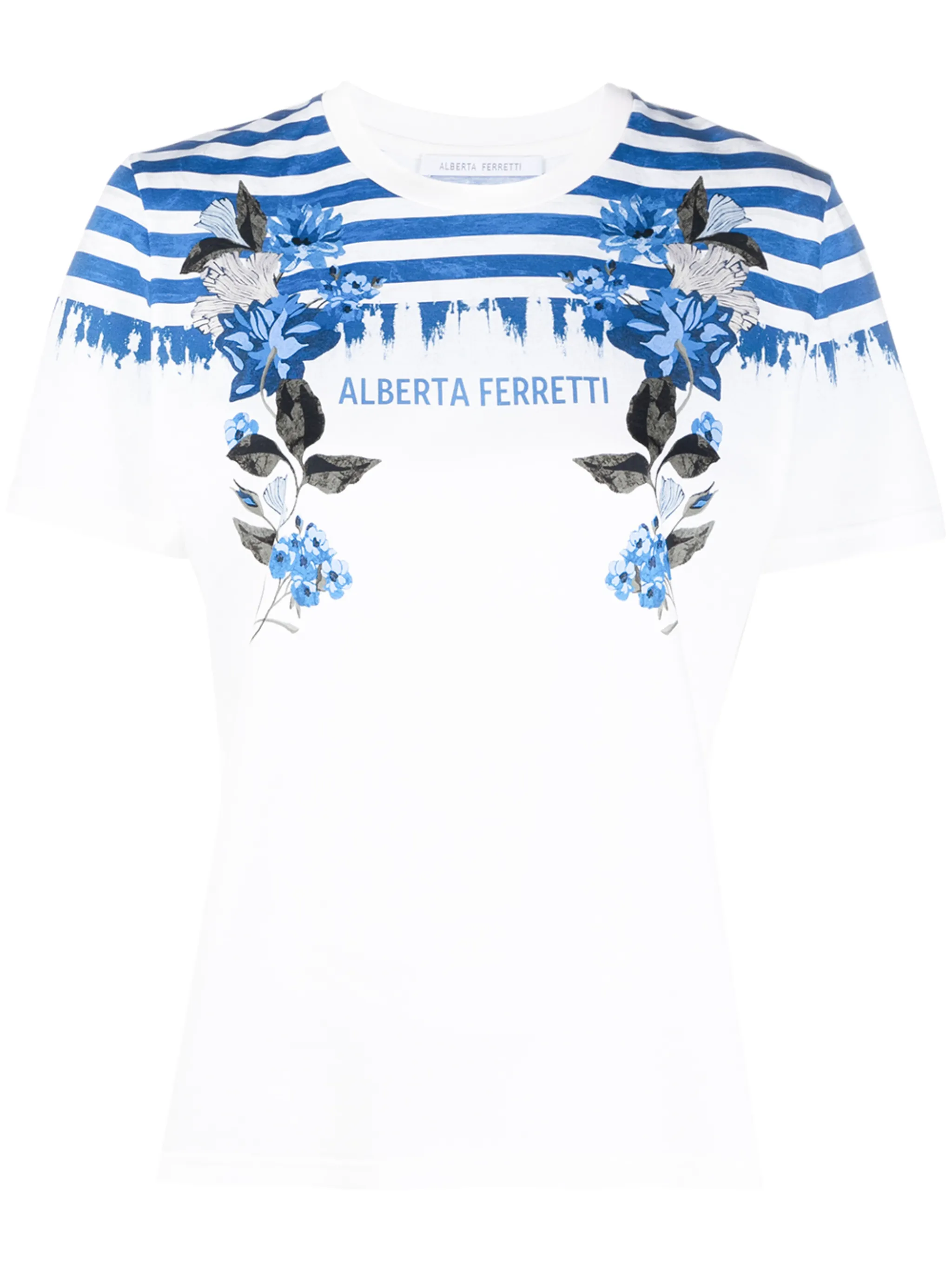 

Футболка с логотипом и полосками Alberta Ferretti, белый