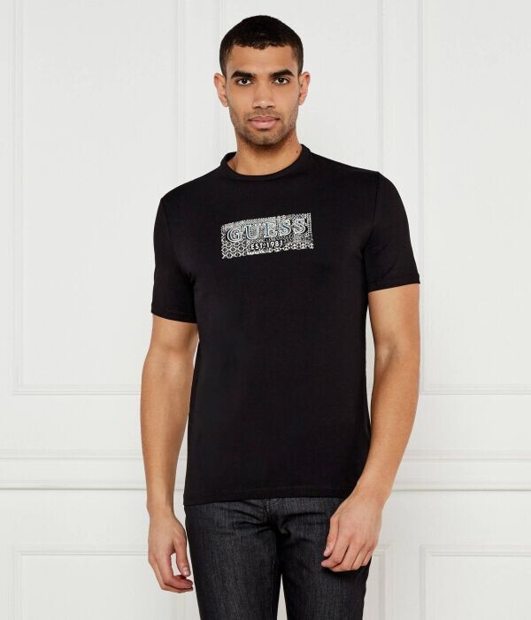 

Футболка мужская Guess Jeans Slim Fit с принтом, черный