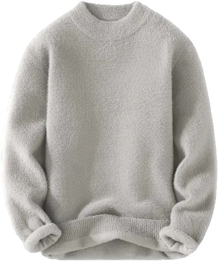 

Мужской свитер с воротником-стойкой из мягкого махрового велюра Xingfenly