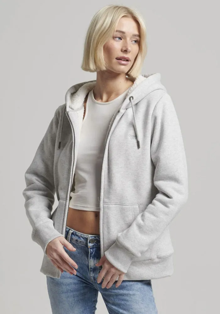 

Толстовка с капюшоном Superdry "ESSENTIAL BORG LINED ZIPHOOD", серый