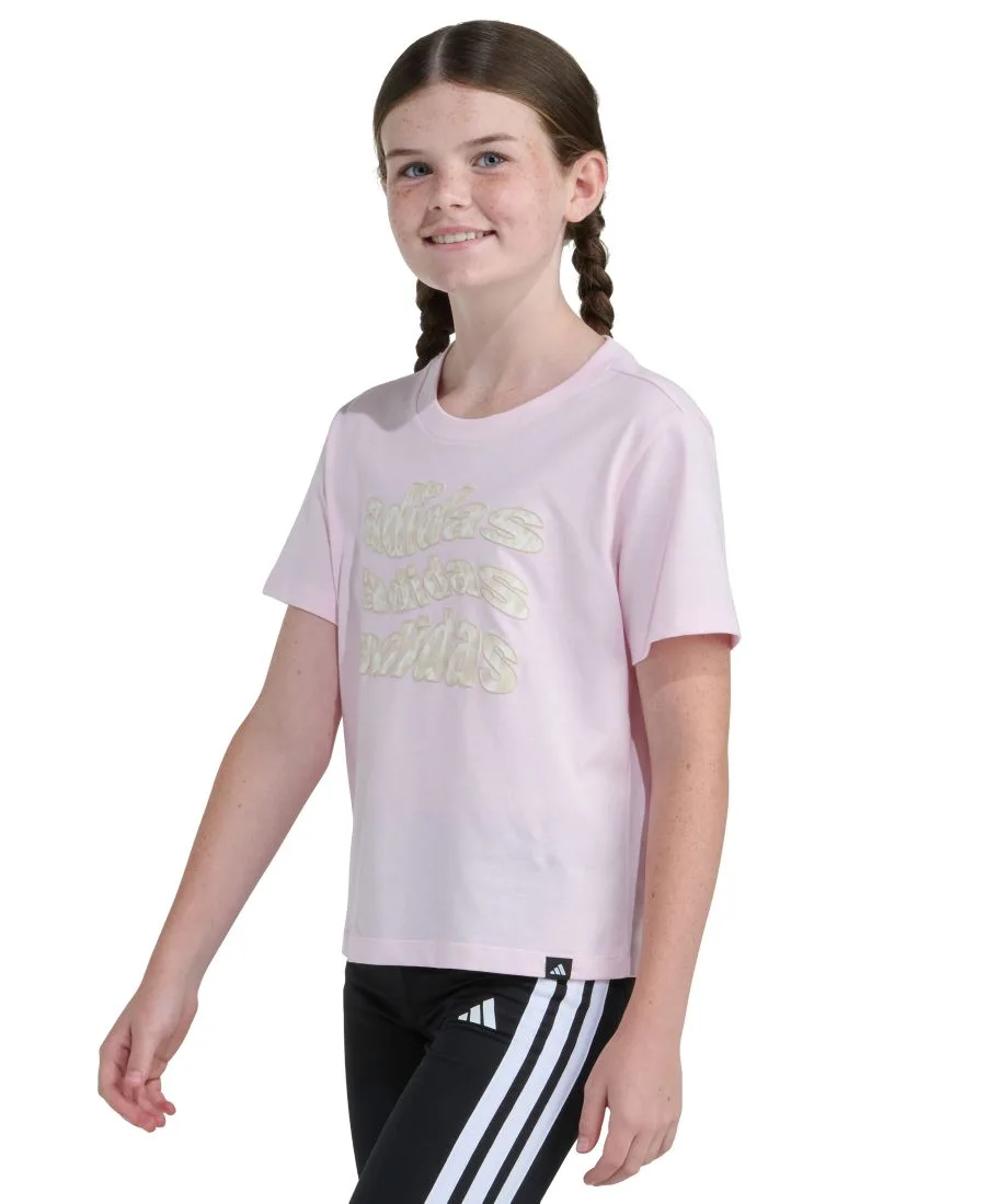 Футболка с коротким рукавом и графическим принтом для девочек 8-16 лет Adidas, medium розовый — фото 2