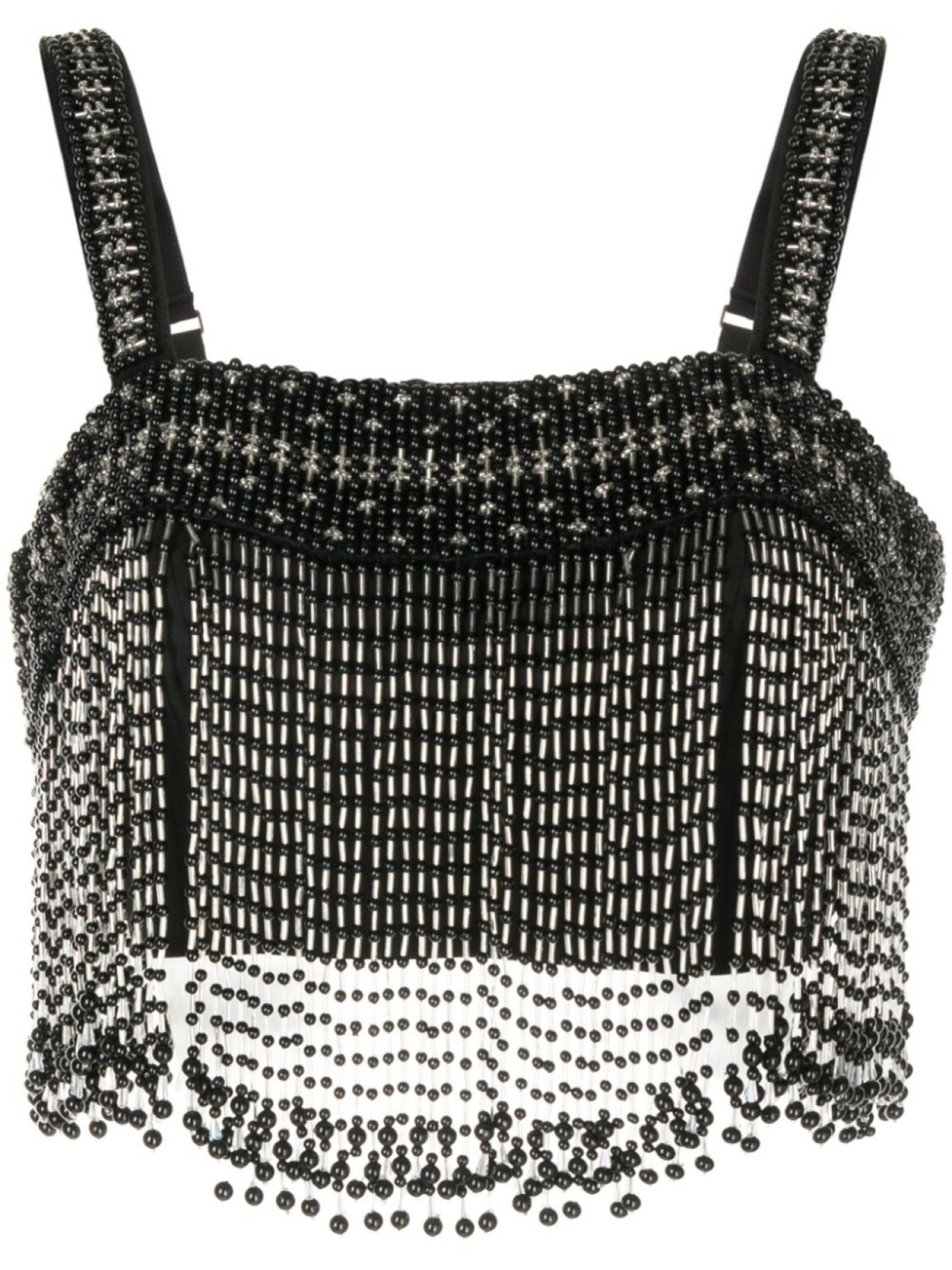 

Укороченный топ с бахромой Elisabetta Franchi, черный