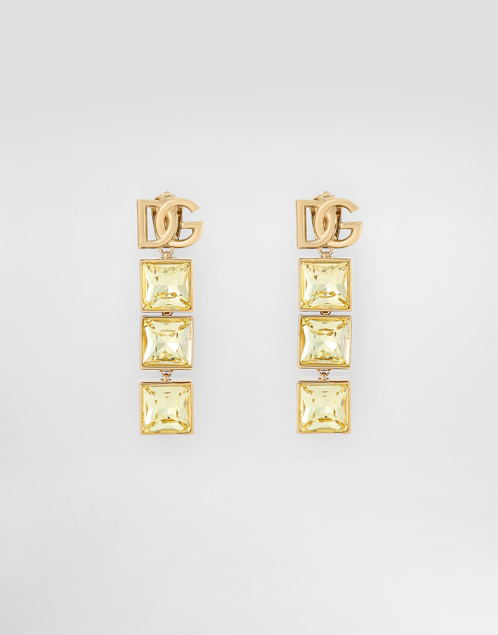 Серьги-подвески с логотипом dg и стразами Dolce & Gabbana, золото