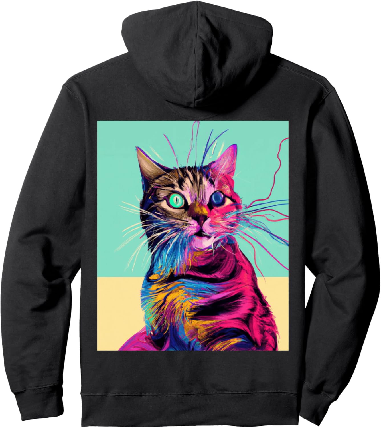 

Красочная толстовка в стиле поп-арт с котиком, мяу-кошкой, портретом котенка и забавным рисунком кошки Modern Nyc/Shibuya Designs 42 - Funny Animal, черный