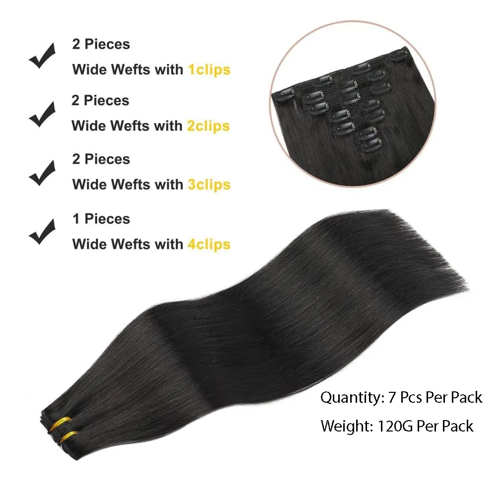 Натуральные накладные пряди на заколках Silky Straight Human Hair Extensions Zeslaerr — фото 3