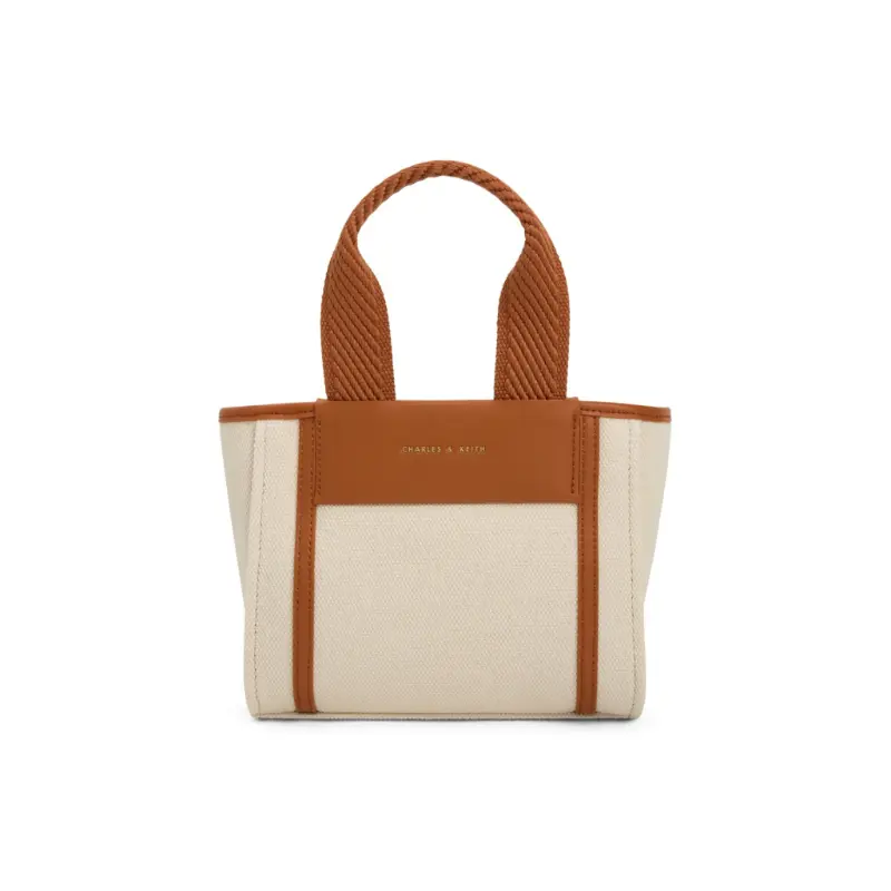 

CHARLES&KEITH Сумка холщовая маленькая женская черная коньяк бежевая, Cognac Light Umber