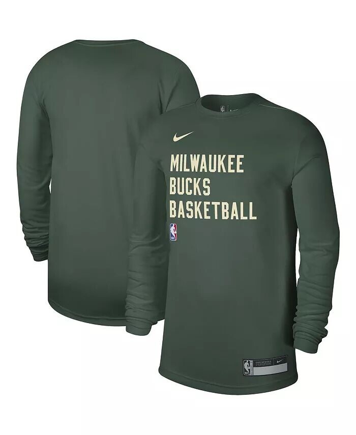 

Мужская и женская футболка Hunter Green Milwaukee Bucks 2023/24 Legend On-Court Practice с длинным рукавом Nike