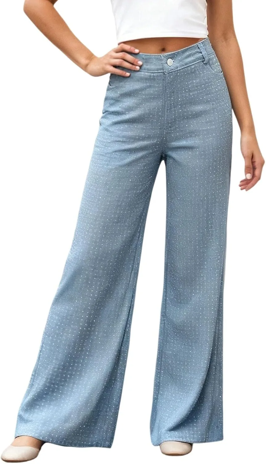 

Прямые джинсы для женщин с низкой посадкой и стразами Gaexia