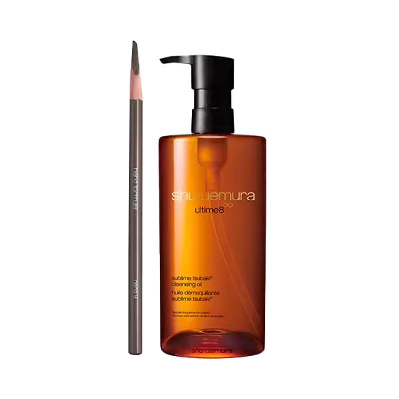 Набор для ухода за кожей zhicunxiu classic blade-shaped eyebrow pencil amber cleansing oil set, увлажняющий очищающий 2-предметный набор Shu Uemura — фото 4