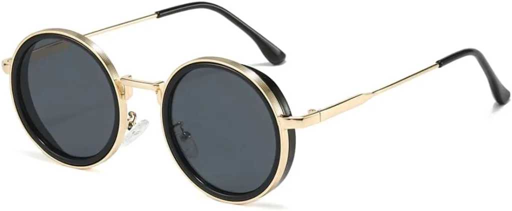 

Винтажные круглые солнцезащитные очки для мужчин, модные, металлические, разноцветные, для женщин, ретро, ​​роскошные, с защитой от УФ-излучения UV400 HHZZYVY, Black