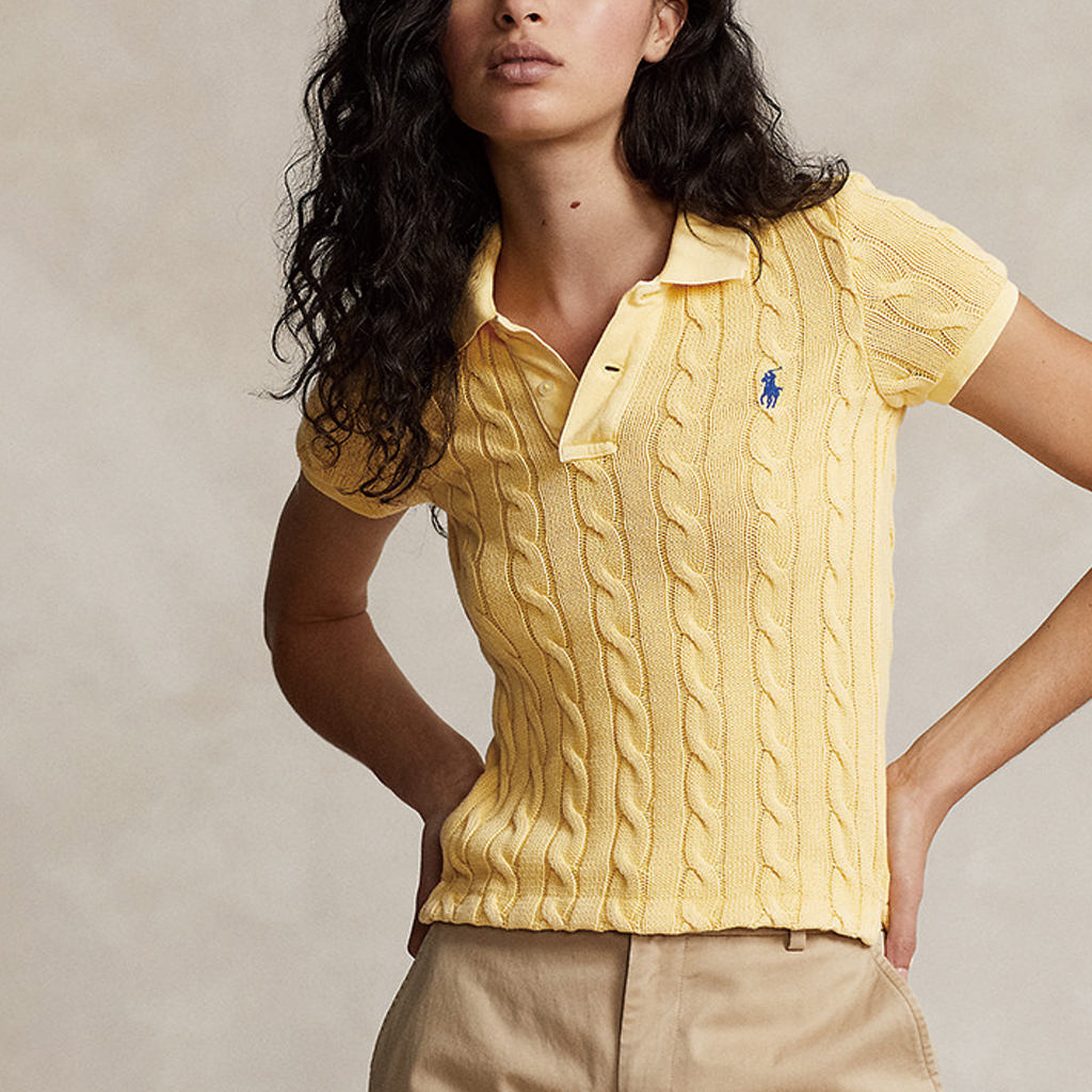 Вязаная поло Polo Pony Polo Ralph Lauren, осенний дневной желтый — фото 4