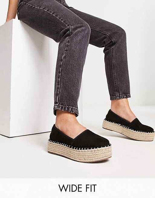 

Черные эспадрильи на плоской платформе с широким кроем ASOS DESIGN Journal