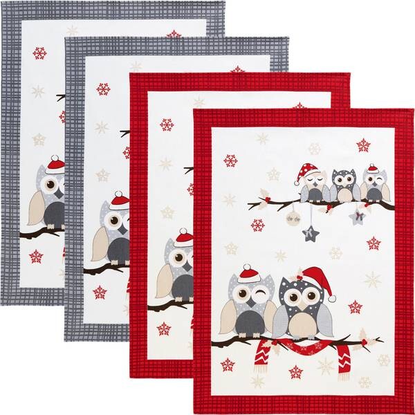 

Кухонное полотенце Erwin Müller 4er-Pack, 50x1x70 см цвет eulen rot+grau