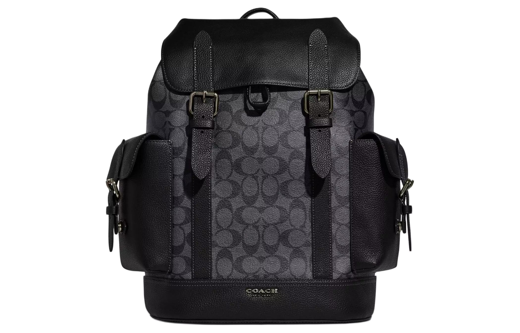 

COACH Хадсон Канвас с кожаной спинкой рюкзак Тубэс мужской угольно-черный и черный