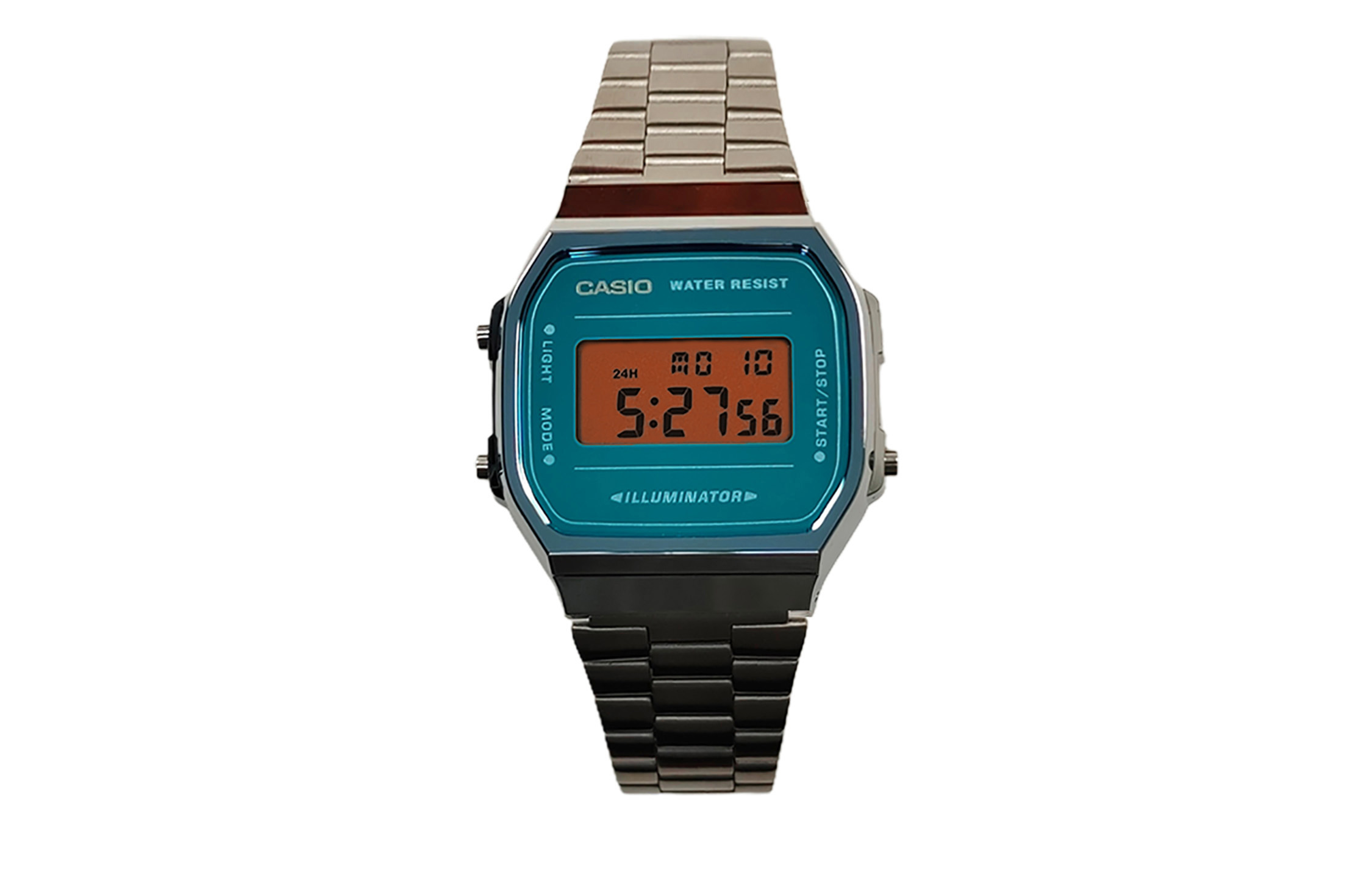 

CASIO Часы Retrofit Series Quartz Movement Stainless Steel Strap Watch Men's Watch Blue Dial, Blue Dial with Orange Bezel