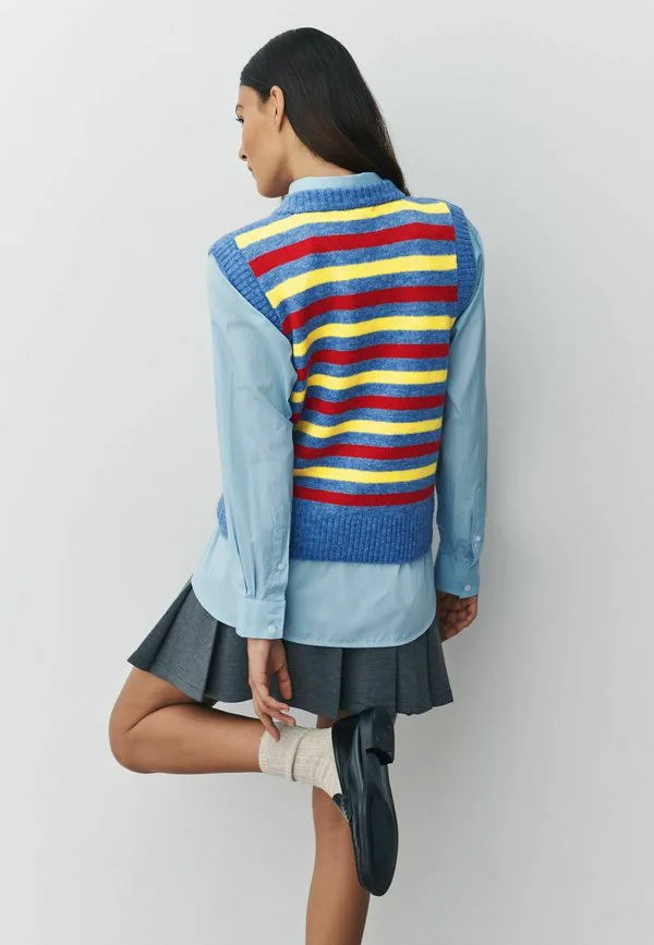 Топ без рукавов с круглым вырезом и стандартным кроем Next, Blue Multi Stripe Embroidery — фото 2