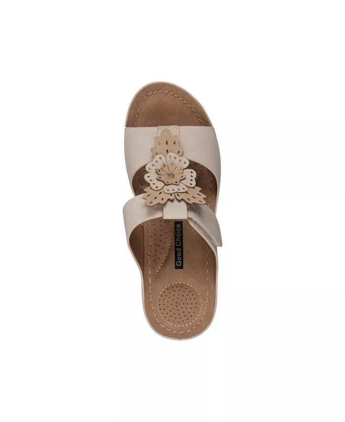 Женские босоножки-танкетки Talia с цветочным принтом GC Shoes, белый — фото 4