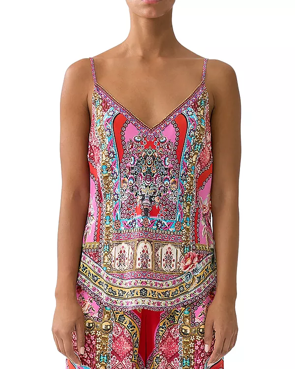 

Топ с V-образным вырезом и косой кромкой в стиле «наследие» Camilla, мультиколор