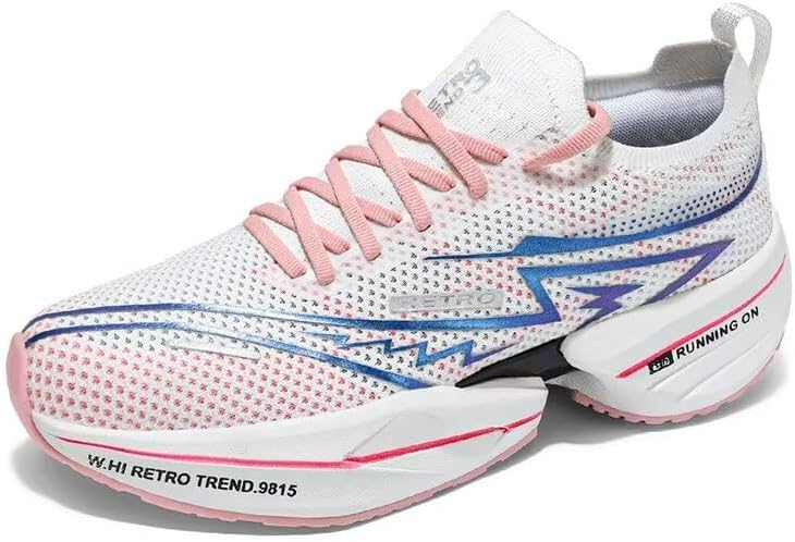 

Мужские кроссовки для бега с амортизацией, сетчатые спортивные кроссовки на платформе для ходьбы Generic, белый/розовый